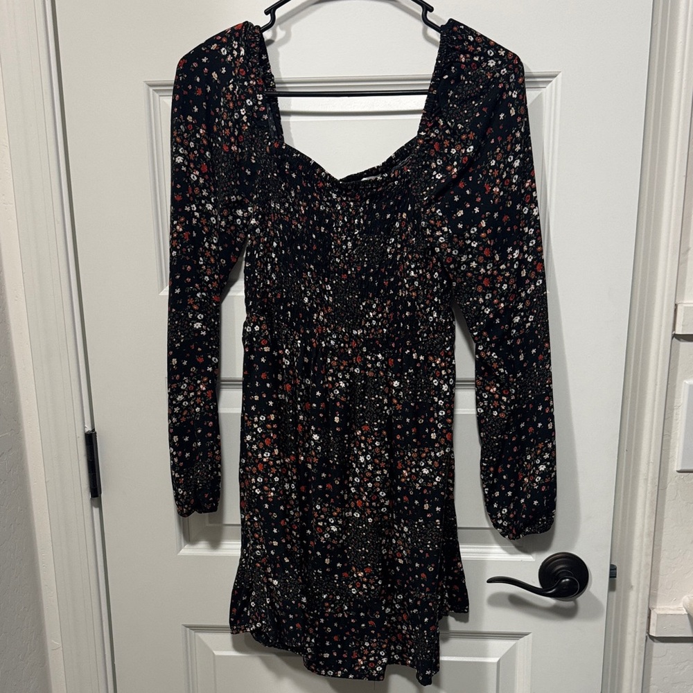 Arizona Jean Co. Floral Long Sleeve Square Neck Mini Dress Size Small